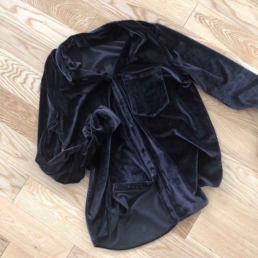 LPA Velvet button up shirt